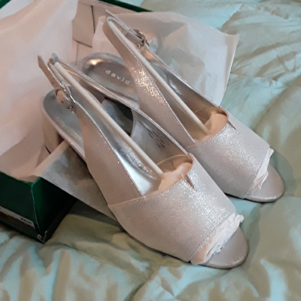 NIB NWT Silvery Dress Sandals Sz 10.5 W